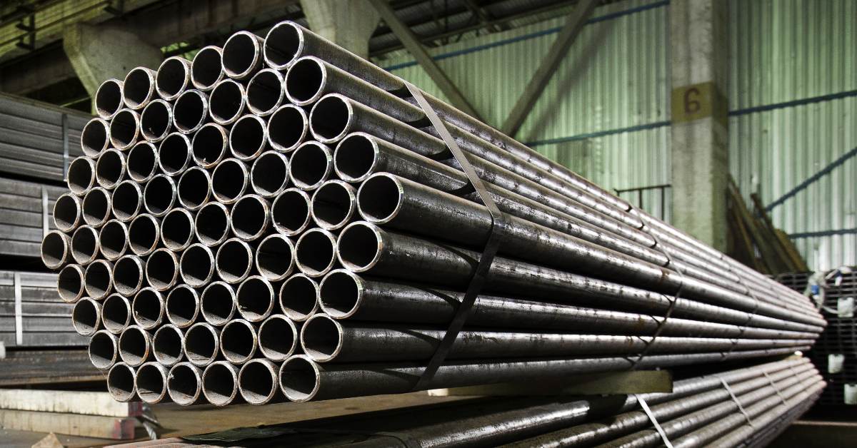 alt="A bund of circle steel sections"